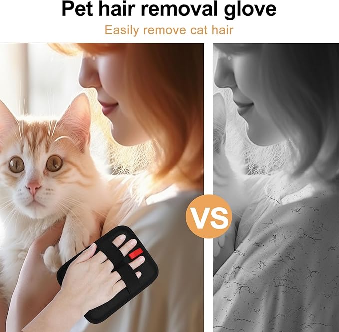 Pet Hair Removal Glove, Electrostatic Pet Hair Removal Gloves, Cat Comb, Dog Comb, Washable Reusable Dogs Cats Hair Gloves for Furniture, Bed, Sheets, Couch, Clothes, Carpet, Car Seat, Curtain