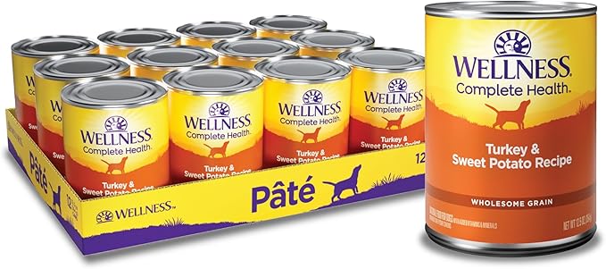Wellness Complete Health Natural Wet Canned Dog Food Turkey & Sweet Potato, 12.5-Ounce Can (Pack of 12)