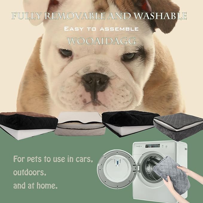 Dog Car Seat for Medium Dogs, Pet Travel Bed with Seat Belt Channel, Fully Detachable and Washable, 3 Straps Easy to Install (Red)