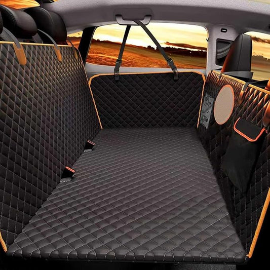 Dog Car Seat Cover for Back Seat, Hard Bottom Back Seat Extender for Dogs, Holds 420lbs, Waterproof Pet Hammock Protector, Thick and Durable Dog Seat Cover for Truck, Car, SUV-Black