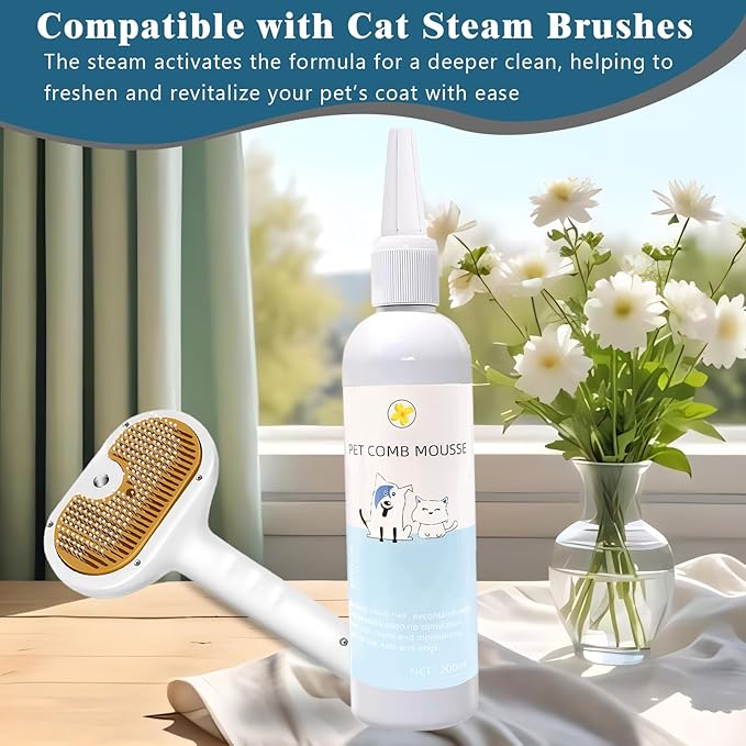 Pet Steam Brush Spray Refill for Dogs & Cats – Pets Waterless Shampoo, 3-in-1 Grooming Spray Comb Mist, 2*Shampoo(Steam Brush not Included)