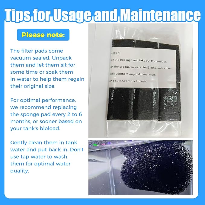 AQUANEAT 6-Pack Pre-Filter Sponge for Aquarium Shrimp Fry Fish Tank Filter 0.8” Intake, Replacement Foam Cover