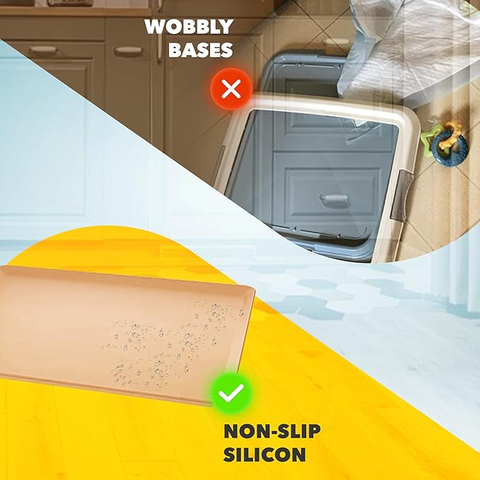 TidyFriend 2 Pack Dog Pee Pad Holder Tray Fits for 24” x 24” Wee Wee Pee Pads - Stable Grip, Raised Edges, Quick-Wipe Silicone Surface Dog Potty Tray Holder for Indoor Flooring Protection (Beige)