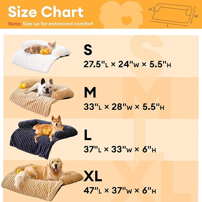 FUNNY FUZZY Pet Couch Cover for Sofa, Calming Dog Bed for Couch, Fluffy Plush Dog Couch Mat for Furniture Protector for Large Medium Small Dogs and Cats, Pink