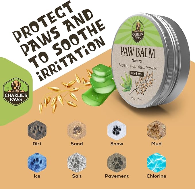 Paw Balm for Dog and Cat Paw Pad Balm Dog Nose Balm Cat Butter Paw Moisturizer Wax for Dog Pet Puppy Protect Dry Cracked Paw Foot Heals Restores Paw Elbows with 100% Natural Oil Aloe & Oats 3.5 Oz