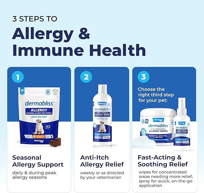 Vetnique Dermabliss Anti Itch Spray for Dogs & Cats with Hydrocortisone for Allergies and Immediate Dog Itching Skin Relief - Fragrance Free with Soothing Oat Extract (4oz)