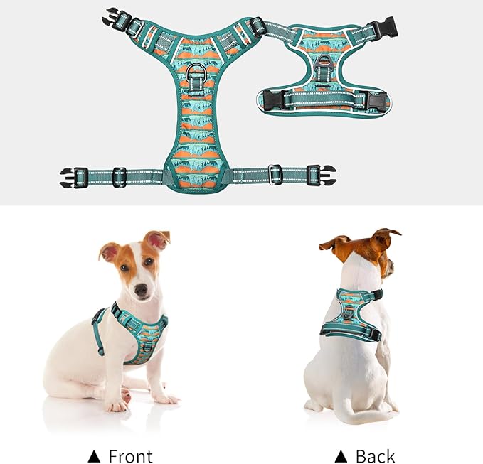 Timos No Pull Dog Harness,No Choke Front Clip Dog Reflective Harness,Adjustable Soft Padded Pet Vest with Easy Control Handle for Small Dogs,Wilderness,S
