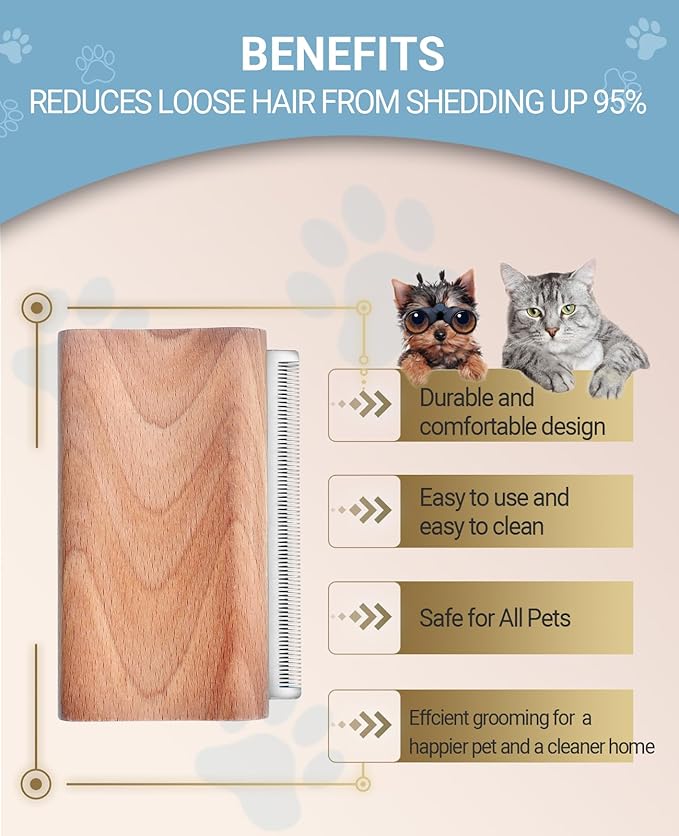 Dog Brush for Shedding | Pet Hair Removal Tool, Cat Grooming Supplies, Deshedding Dog Brush | Combs for cleaning & grooming short and long hair (4.3 Inch (M))