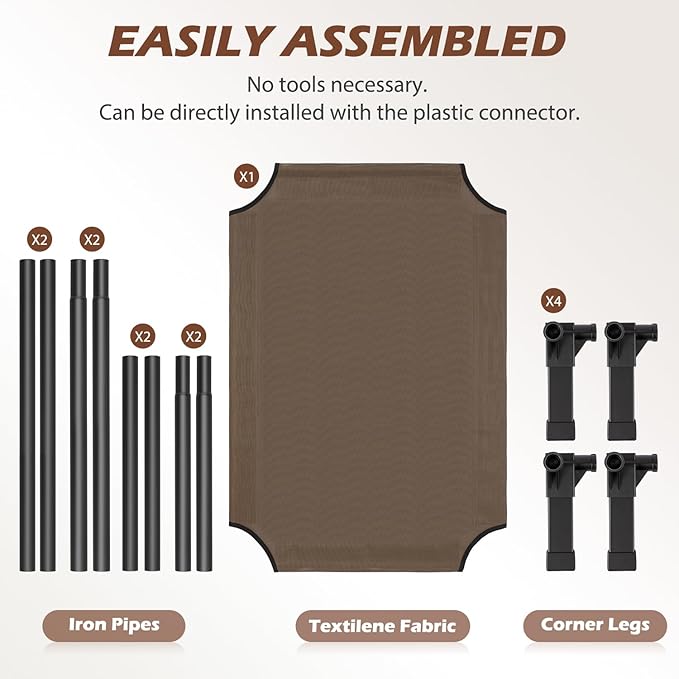 Heeyoo Elevated Dog Bed, Cooling Raised Pet Cot with Chew Proof Washable Breathable Mesh and Metal Frame, Portable Dog Cot Bed with No-Slip Feet for Outdoor or Indoor Use