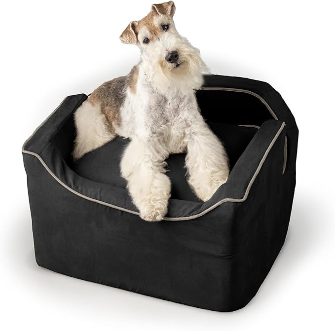 Snoozer Lookout I Dog Car Seat - Small Dog & Puppy Car Seat, Booster Bed for Small and Medium Size Pets up to 25 Lbs, Elevated, Washable - Medium
