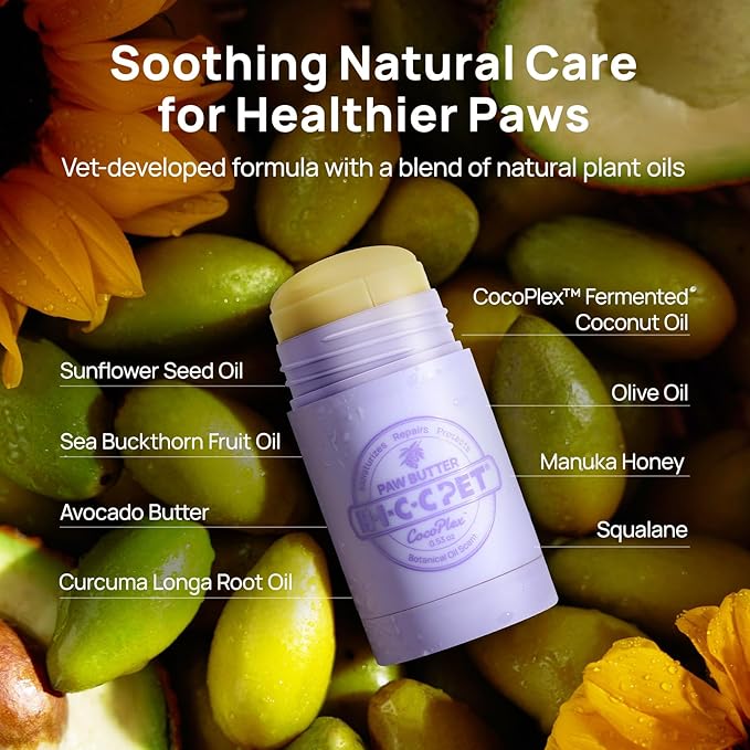 HICC PET Dog Paw Balm 1.06 oz for Dogs & Cats, Soothing Paw Balm Dogs Lick Safe, Moisturizing and Healing Dry Cracked Paws Cat Paw Balm, All-Natural Paw Wax for Dogs, Improves Rough Paws Relieves Odor