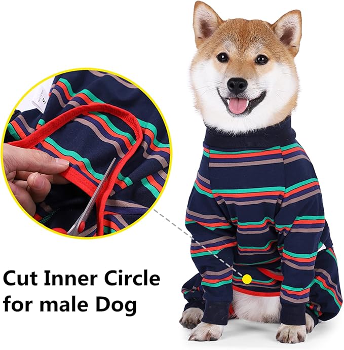 Dog Recovery Suit, Abdominal Wound After Surgery Wear, Prevent Licking Wounds, E-Collar & Cone Alternatives, Long Sleeve Postoperative Shirts Dog Pajamas Prevent Shedding(3XL, Blue)