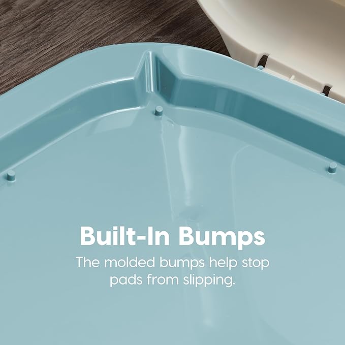 IRIS USA Pee Pad Holder - For Potty Training Regular Sized Dog & Puppy Pee Pads, Secured Latches, Non-Skid Feet, Leak Protection, Fits 22"x22" Pad or Larger, Square, Blue