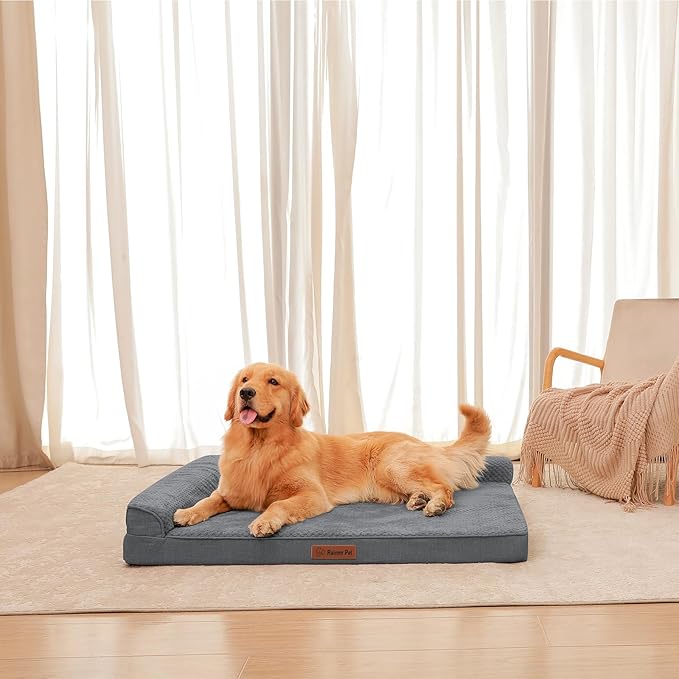 Orthopedic Dog Beds Large Sized Dog, 3 Inch Memory Foam Pet Bed for Medium and Large Dogs, Washable Removable Cover, Nonskid Bottom, Waterproof, 44x32 Inches XXL Dark Grey
