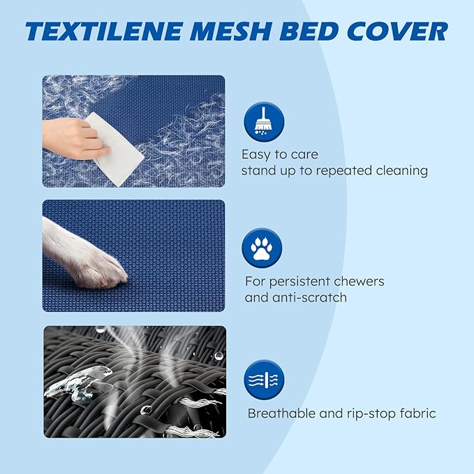 Heeyoo Elevated Dog Bed, Cooling Raised Pet Cot with Chew Proof Washable Breathable Mesh and Metal Frame, Portable Dog Cot Bed with No-Slip Feet for Outdoor or Indoor Use