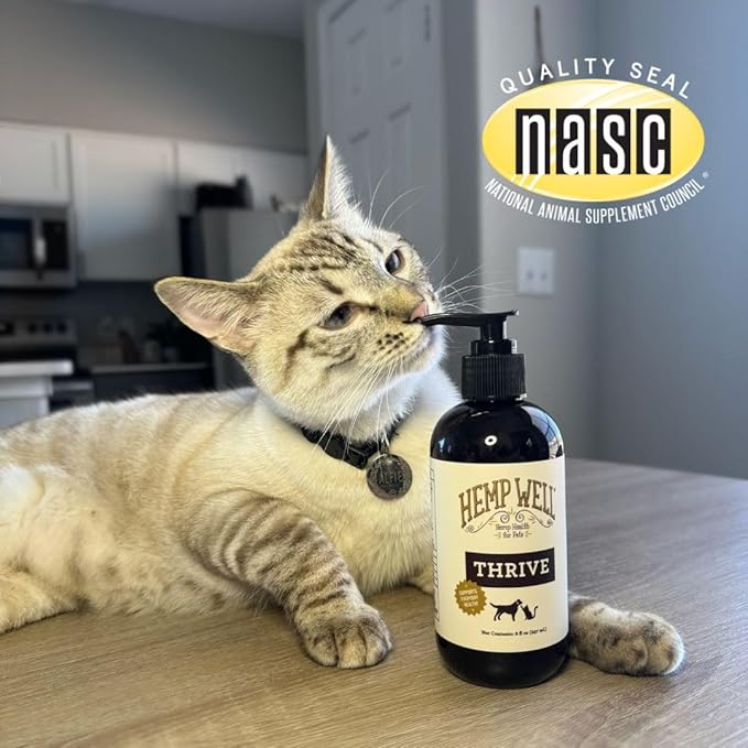 Hemp Well Thrive Oil for Dogs and Cats – Supports Hip, Joint, and Heart Health, Promotes Immune System, and Promotes Healthy Skin from Seasonal Allergies, Organically Sourced - 16 Ounces