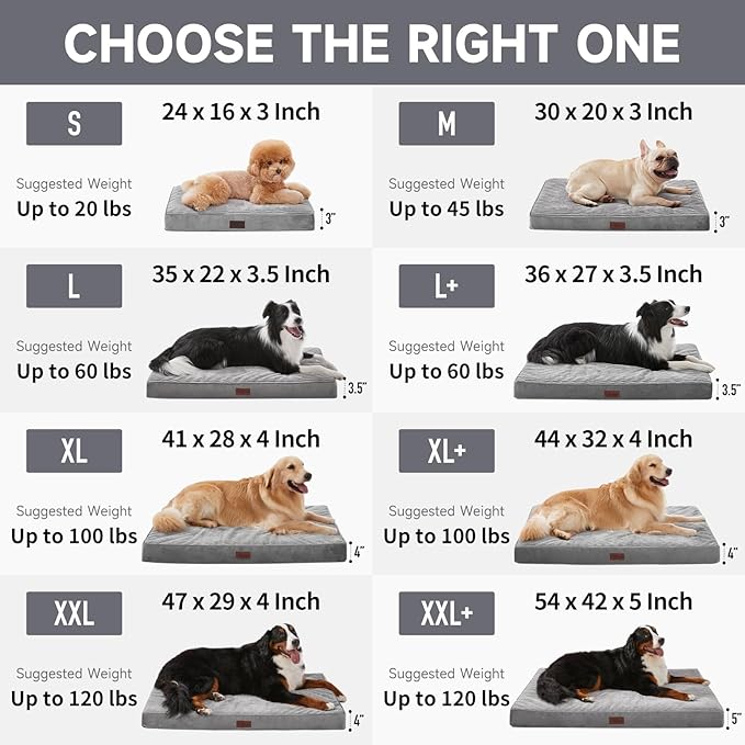 OhGeni Orthopedic Waterproof & Machine Washable Dog Bed for Medium Large Pets, Cat Mat with 25D Egg Crate Foam, Non-Slip Bottom & Removable Cover, Invisible Zipper, 36 Inches(Gray)