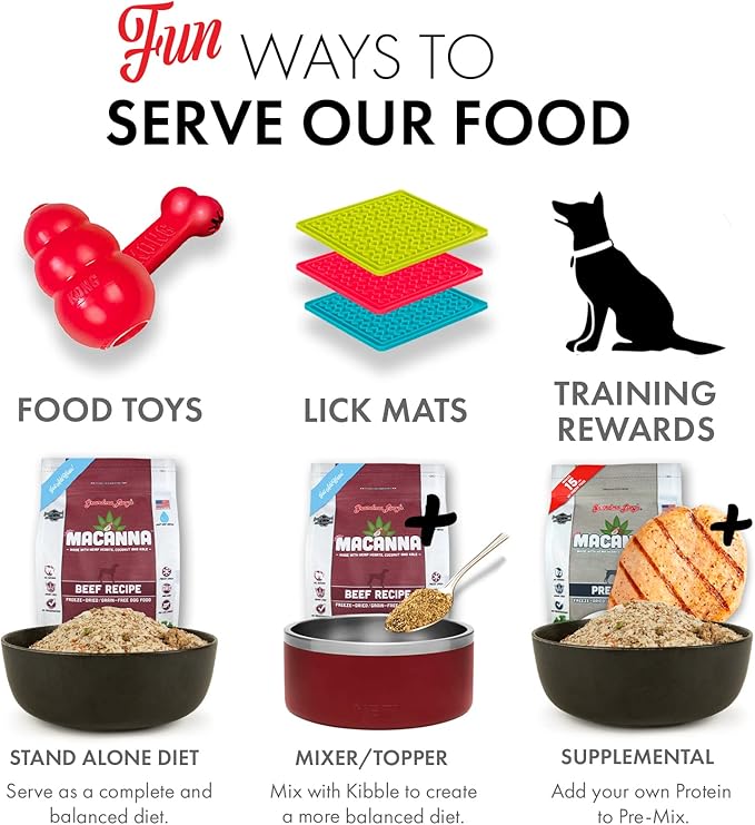 Grandma Lucy's Macanna Dog Food, Grain Free and Freeze-Dried - Beef Recipe, 3Lb Bag