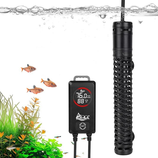 AQQA Aquarium Heater,Submersible Fish Tank Heater 59-93°F/15-34°C External Controller,Rapid Heating,Ultra-high Temperature Protection,Automatic Power-Off When Leaving Water (300W for 53-80 Gallon)