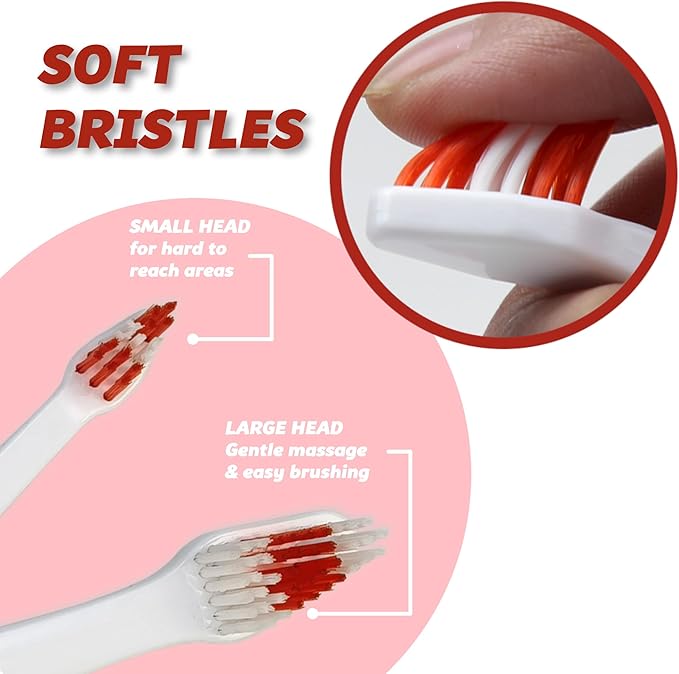 Pet Toothbrush for Dogs, Cats with Soft Bristles - Easy Teeth Cleaning & Dental Care, Non Slip Dual Head Dog Toothbrush for Medium & Large Pets, Toothpaste Not Included, Pack of 4(Multi)