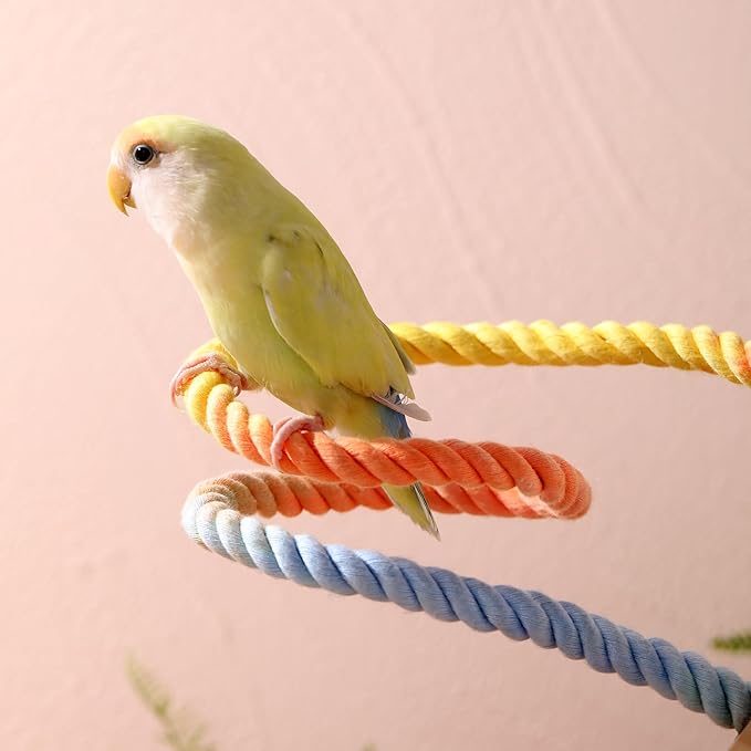 Multi-Color Rope Bird Perch Toys for Parrot Cage Stand, Climbing Swing Accessories for Cockatiel, Parakeets, Budgies, Lovebirds, Conures, Finches - 31.5 inch