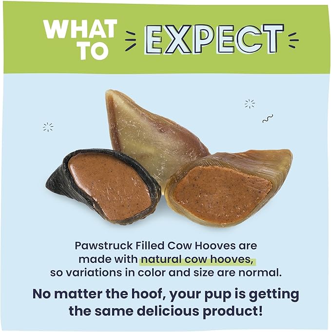 Pawstruck Peanut Butter Filled Cow Hooves for Dogs – Made in USA, Long-Lasting Dental Treats and Chews – Beef Hoof – 5 Count – Packaging May Vary