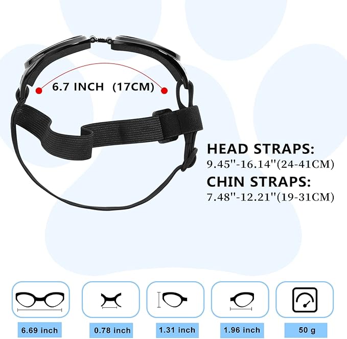 QUMY Dog Sunglasses Dog Goggles for Medium Large Breed Dogs, Wind Dust Fog Protection Eye Wear Pet Glasses with Adjustable Strap for Motorcycle Car Driving Bike Riding Hiking Swimming Over 15lbs Blue