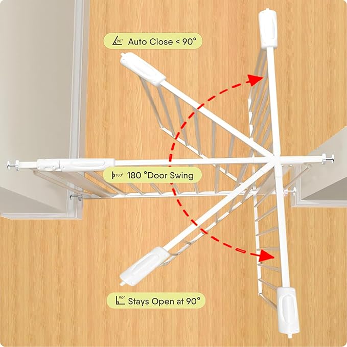 Extra Wide Baby Gates 57.5-62 Inch, Large Metal Safety Gate for Stairs, Doorways - No Drilling, Pressure Mounted Pet Gates for Kids & Dogs