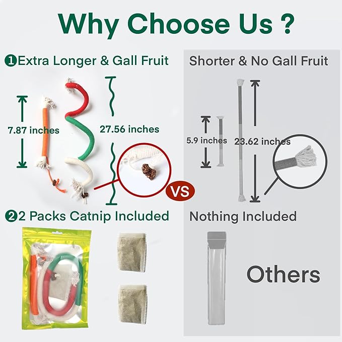 Kittens Toys，Cat Chew Toys for Indoor Cats, Catnip Toy for Teeth Cleaning, Interactive Cat Nip Teething Rope Toys for Cats Kitty, 2 Pack (27.56&7.87 inches，Plus 2 Packs of Catnip)