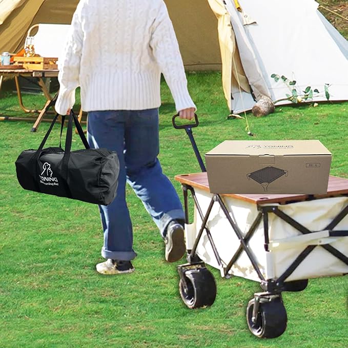 Outdoor Elevated Bed for Large Medium Dogs, Easy to Assemble With Portable Bag, Raised Cot With Pet-Friendly Feet, Breathable Mesh for Camping or Travel, Dark Grey