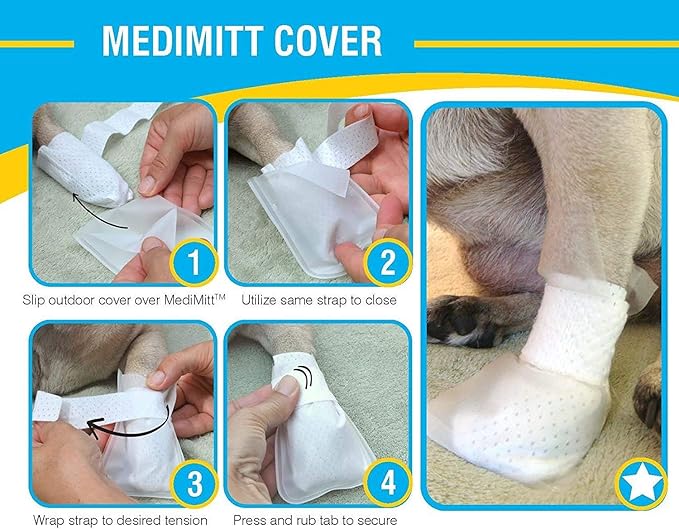 Outdoor Water Proof Cover. Slides Over MediMitts for Dogs paw (which are Sold Separately) Fastens with Medimitt Strap. Useful for hot Spots, Allergies and More. Value 20pack (Small)