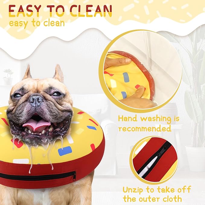 Supet Inflatable Dog Cone Collar for Large Medium Small Dogs, Soft Cone Collar for Dogs Cats, ECollar Doggie Neck Donut Dog Cone Alternative After Surgery