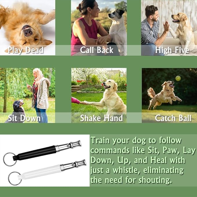 Dog Whistle - Stop Barking Neighbors Dog, Ultra-Wide Frequency Ultrasonic Silent Dog Whistle for Dog, 2 Pack Professional Recall Dog Training Whistles