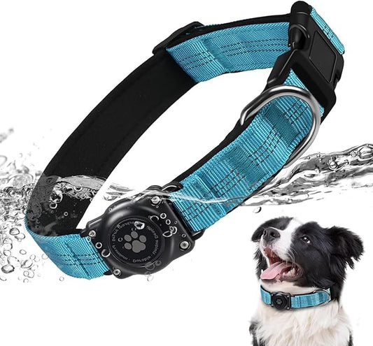 Reflective Air Tag Dog Collar - 100% Waterproof Dog Collar AirTag Holder | Extra-Durable, Soft Padded AirTag Dog Collars for Small Medium Large Dogs