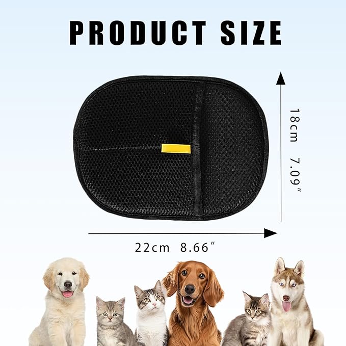 Pet Hair Removal Glove for Furniture, Carpet, Clothes and Car Seats, Electrostatic Cat & Dog Hair Removal Tool, Eco-Friendly Reusable Pet Hair Remover Glove with Silvervine Sticks (1 Glove & 2 Sticks)