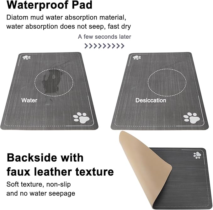 Sfozstra Large Dog Water Dispenser: 8L Automatic Stainless Steel White Water Feeder with Waterproof Pad - Raised Edge Water Dispenser for Dogs & Cats Easy Clean