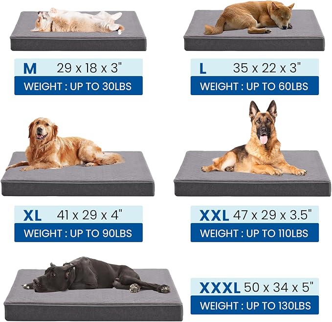 Orthopedic Memory Foam Dog Bed,Cooling Dog Beds for Large Dogs, Washable Pet Beds for Crate with Faux Fur Cover, Waterproof Lining, XL(41inch)