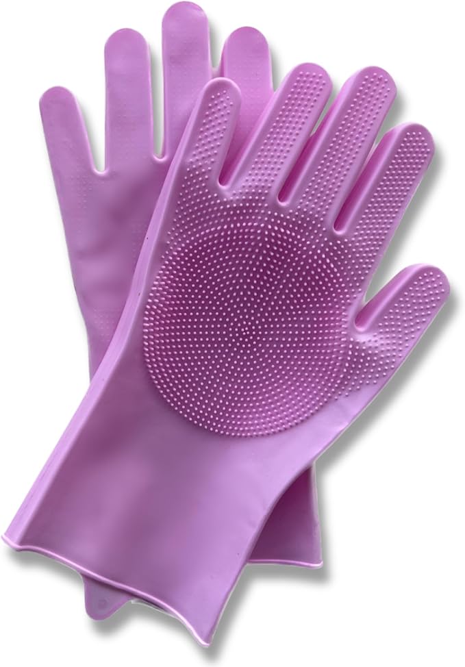 Grooming Gloves for Cats & Dogs - Pet Hair Removal Glove, Silicone Brush for Dog or Cat Washing, Puppy Bath Supplies for Shedding Cleaning Bathing & Massage, Fur Remover Mitt, Shower Shampoo Scrub