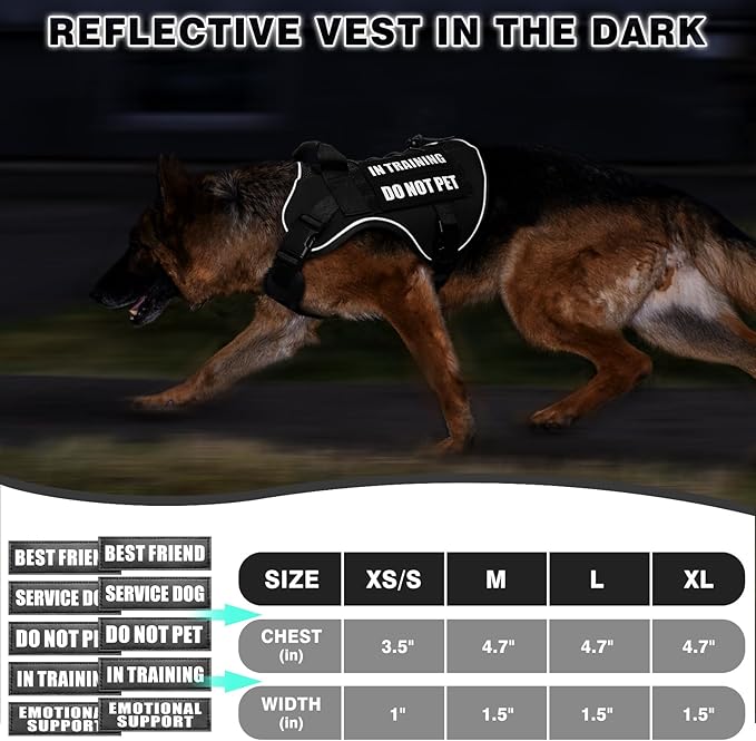 WINSEE Service Dog in Training Mesh Harness with 10 Pet Patches, Soft Air Mesh Breathable Tactical Dog Molle Vest, Reflective Military Pet Vest for Walking Hiking for Small Dogs