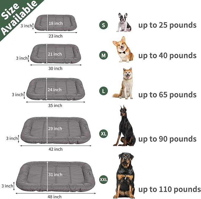 KHONSU PET Durable Dog Bed Tough and Tear Proof Dog Crate Bed, 800lbs Tear Strength PVC-Backed Waterproof Ped Bed Mat Indoor & Outdoor Use for Dogs up to 60 lbs