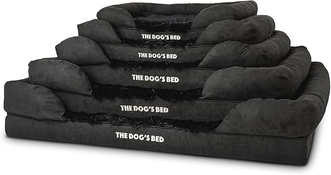 The Dog’s Bed, Medium Black Faux Fur 30x23.5, Memory Foam, Pain Relief: Arthritis, Hip & Elbow Dysplasia, Post Surgery, Lameness, Supportive, Calming, Washable Cover, Veterinary Approved