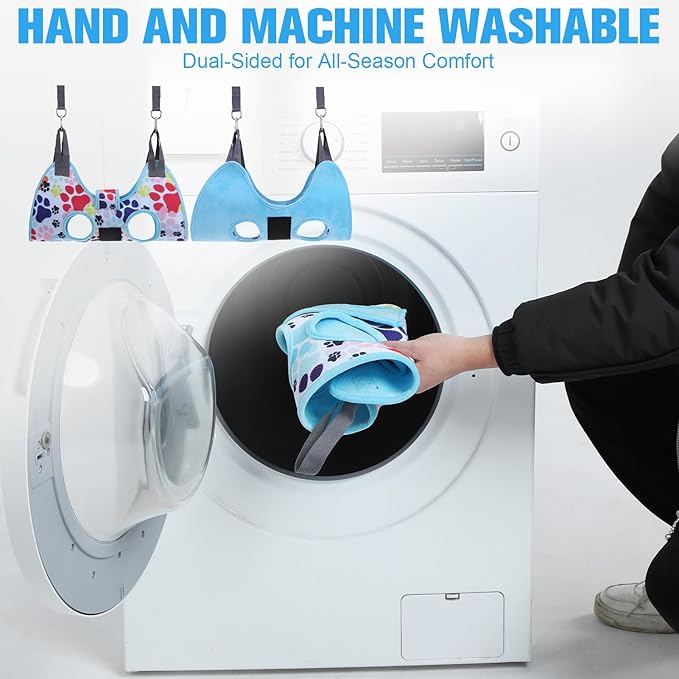 PAWCHIE Dog Grooming Hammock Harness for Dogs & Cats with Pet Nail Clipper Trimmer - Cat Hanger Sling for Trimming Clipping Nails- Dog Hammock Restraint Bag for Small Medium Large Dog, Blue M