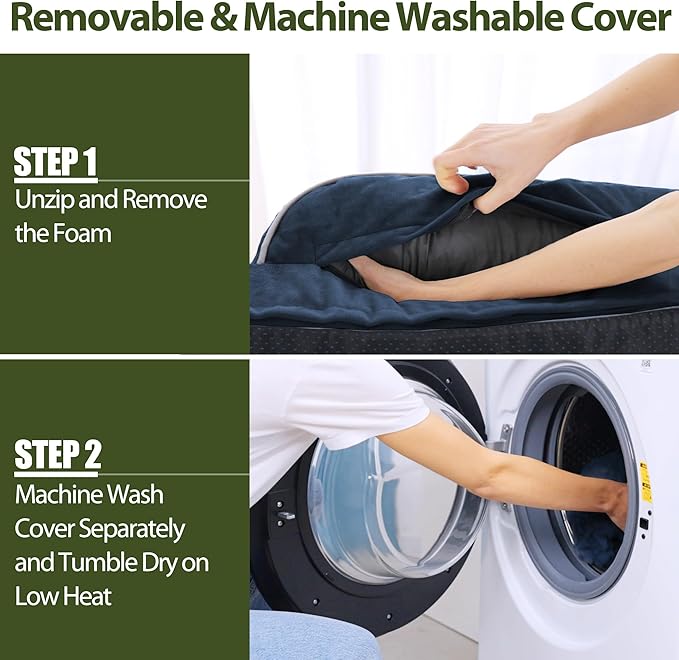 Orthopedic Dog Beds for Large Dogs, Waterproof Memory Foam Dogs Couch Beds, Comfy Bolster Pet Beds with Removable Washable Cover, Nonskid Bottom (Large,Navy Blue)