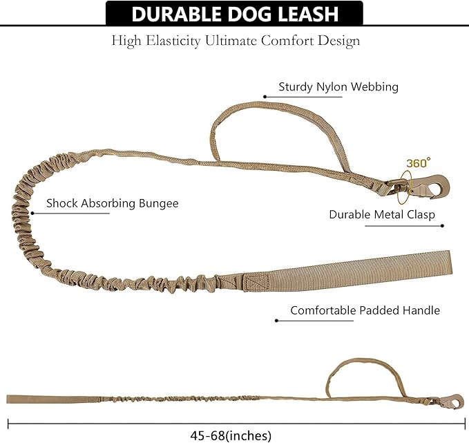 Tactical AirTag Dog Collar Leash Set - Heavy Duty, Adjustable GPS Collar Compatible with Apple AirTag, with Holder & Control Handle for Medium/Large Dogs [Brown, XL]