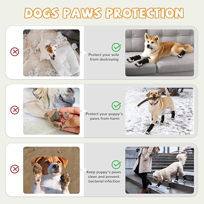 Winter Dog Snow Boots with Warm Wool Lining, Dog Shoes for Large Small Medium Dogs, Dog Booties and Paw Protectors, Anti-Slip Dog Shoes with Reflective for Snow, Hardwood Floors, Hiking (Size 6)