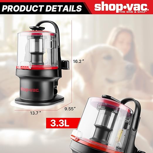 Shop-Vac 4-in-1 Pet Grooming & Vacuum, Dog Grooming Vacuum for Shedding, Professional Clippers, Brushes & Crevice Tool, 10,000Pa Suction, 3.3L Dust Cup, for Pet Shedding, Trimming, and Cleaning