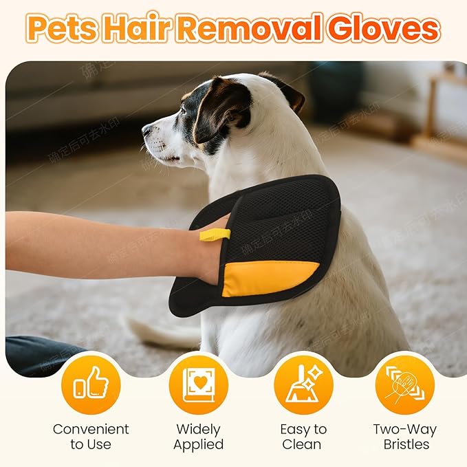 Pet Hair Remover Glove Reusable Electrostatic Cat Dog Hair Removal Grooming Brush Cat Grooming Gloves for Couch, Furniture, Carpet, Curtain
