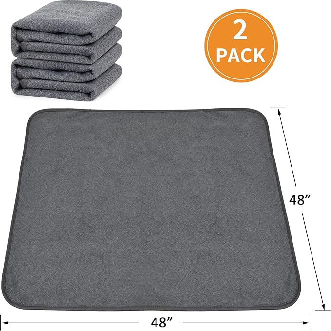 PICK FOR LIFE Washable Dog Pee Pads, 48x48 Reusable Puppy Whelping Pads, Absorb Dog Mats Non-Slip Reusable Dog Training Pads for Whelping, Potty, Training, Playpen, Crate, 2PACK