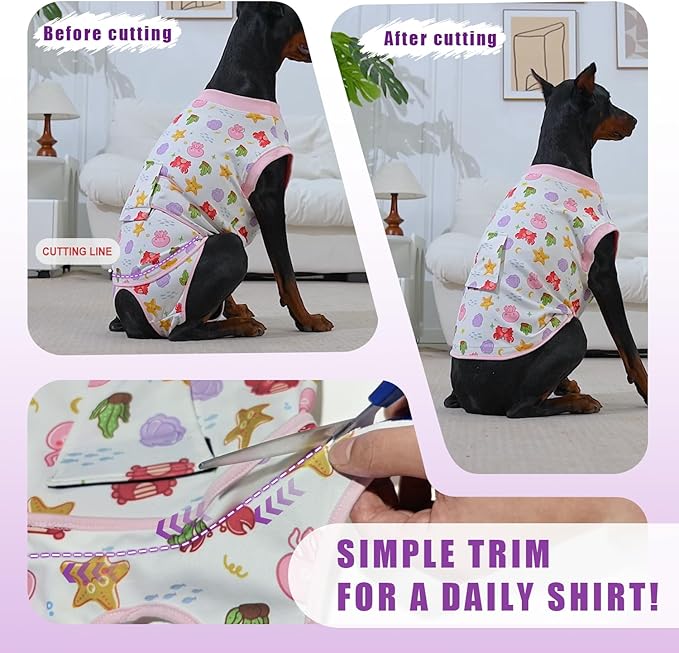 Recovery Suit for Dogs After Surgery, Professional Dog Surgical Suit for Female Spay, Male Neuter, E-Collar & Cone Alternative Dog Onesie for Abdominal Wounds Skin Disease, Purple, XL