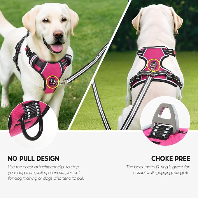 Timos No Pull Dog Harness, No Choke Front Lead Dog Reflective Harness, Adjustable Soft Padded Pet Vest with Easy Control Handle for Small Medium Large Dogs, M